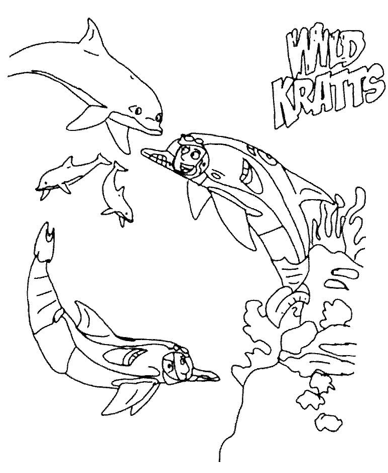 Kratts and Dolphins Coloring Page