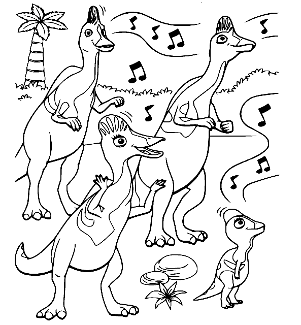 Lambeosaurus Family Coloring Page