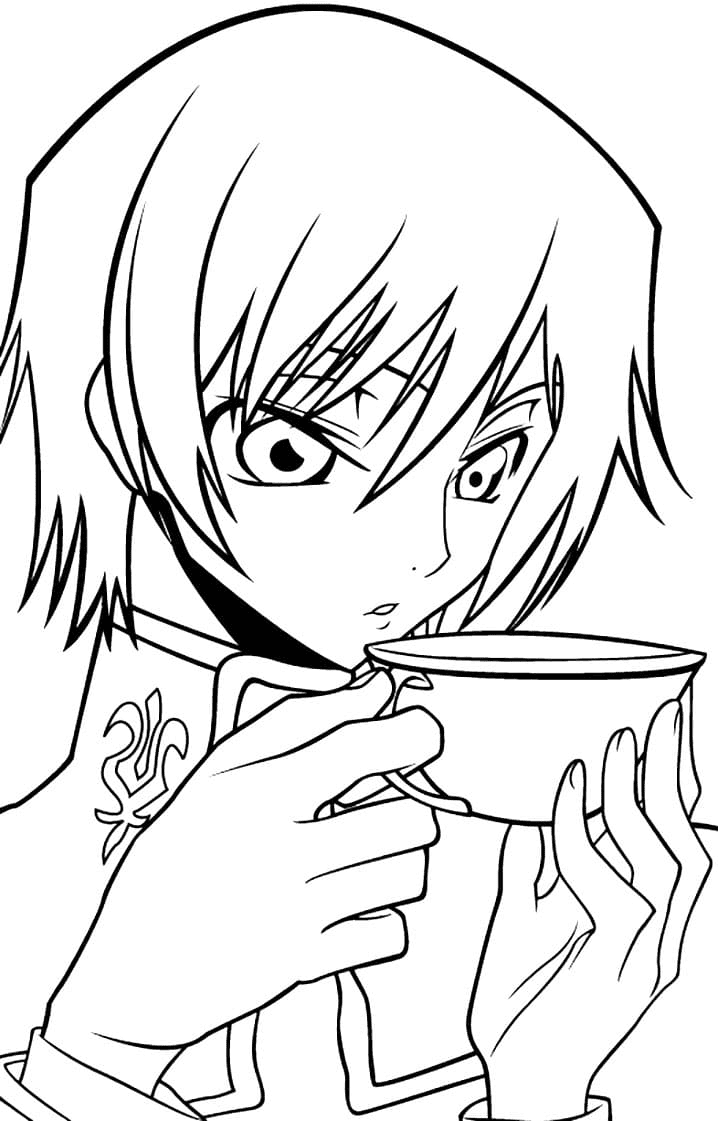 Coloriage Lelouch Drink Tea