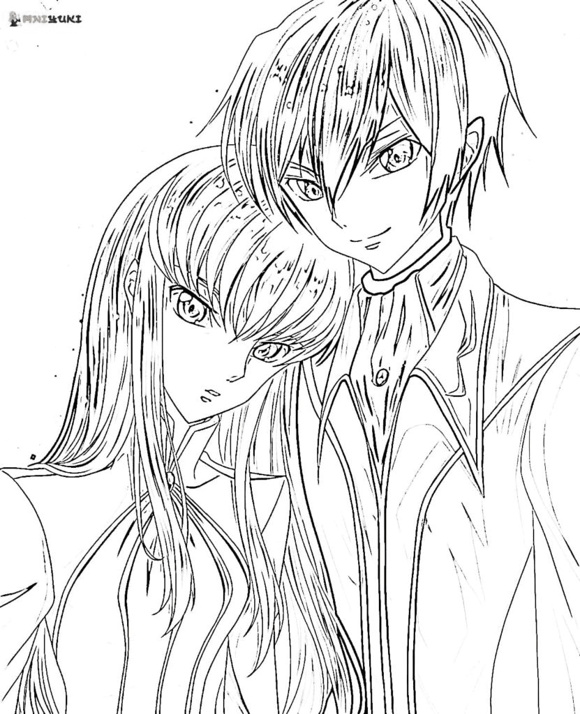 Lelouch and C.C. Coloring Page