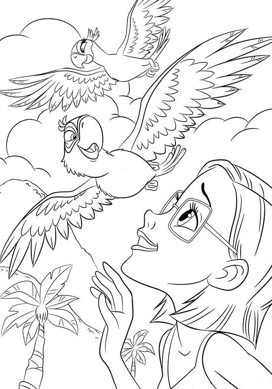 Linda, Blu and Jewel Coloring Pages