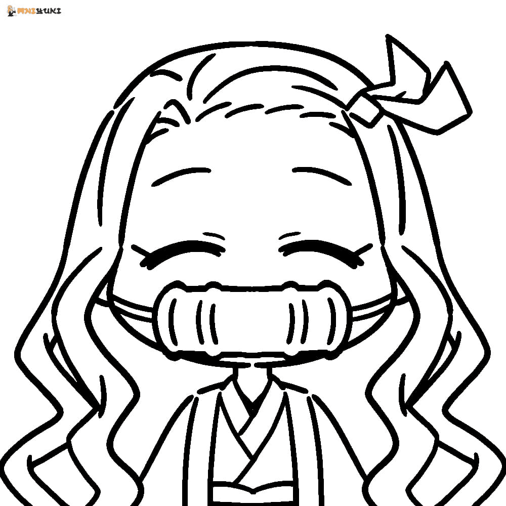 Lovely Chibi Nezuko Coloring Page