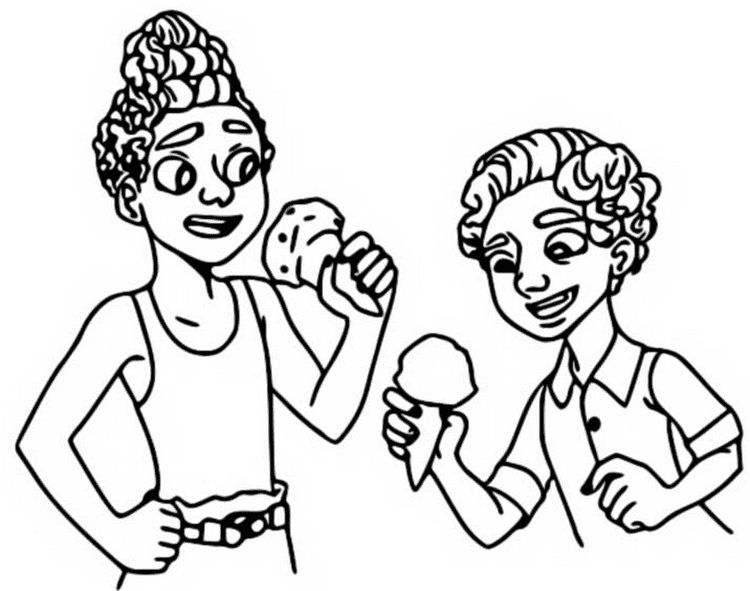 Luca and Alberto eat an ice cream Coloring Page