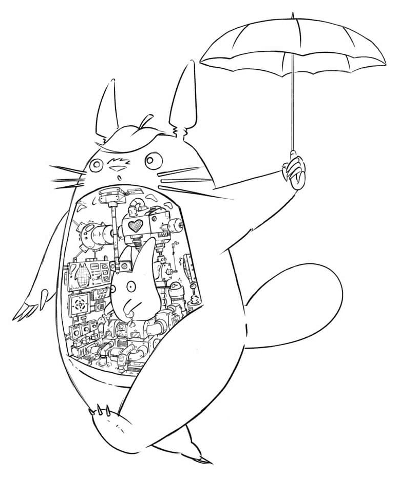 Machine Totoro Coloring Page