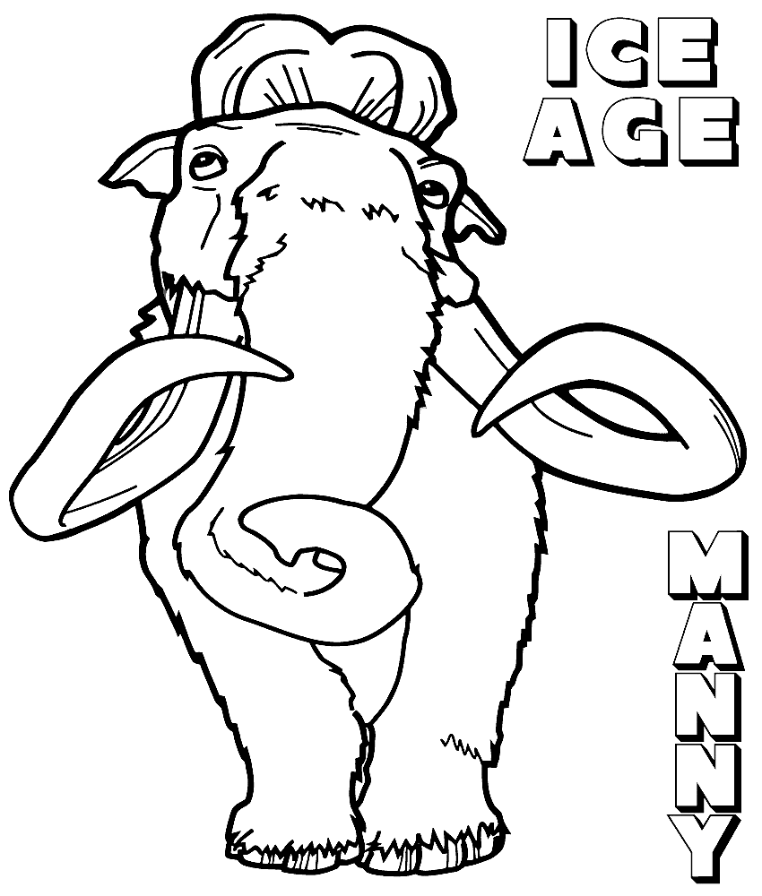 Manny from Ice Age Coloring Page
