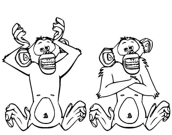Mason and Phil Chimpanzees Coloring Page