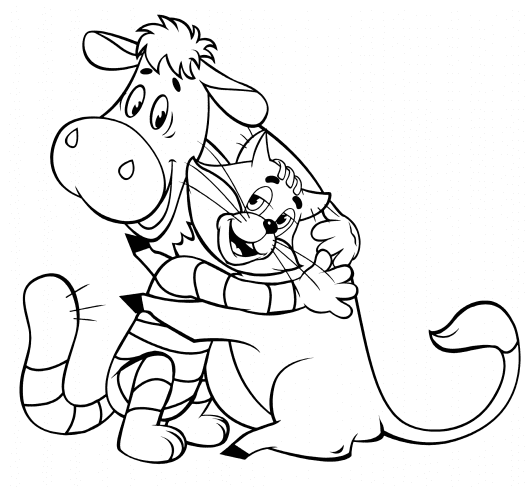 Matroskin the cat and Gavryusha the calf Coloring Pages