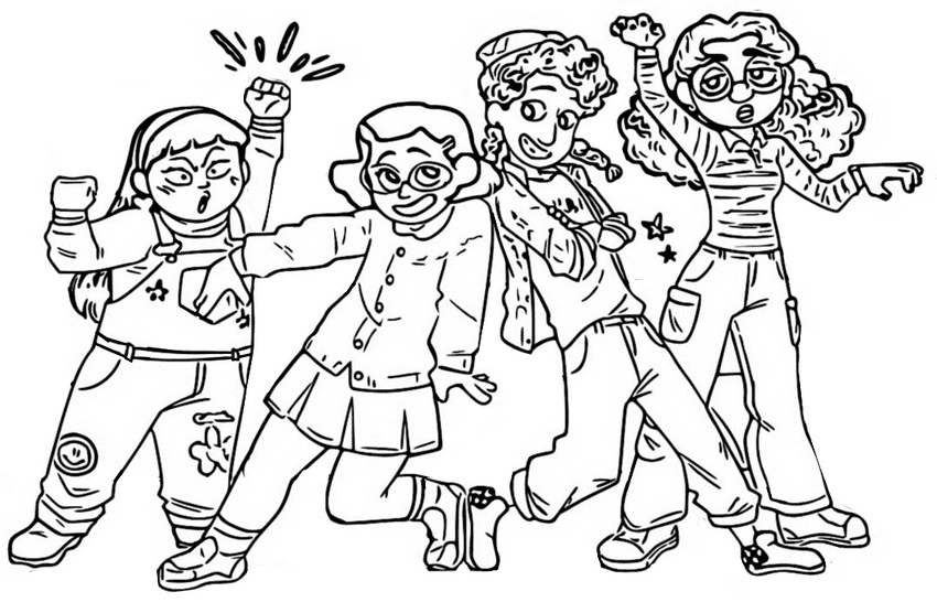 Mei Lee and Friends are dancing Coloring Pages