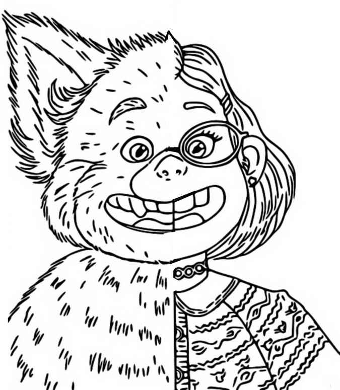 Mei & Red Panda Coloring Page