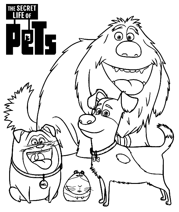 Mel, Norman, Duke en Max uit The Secret Life of Pets