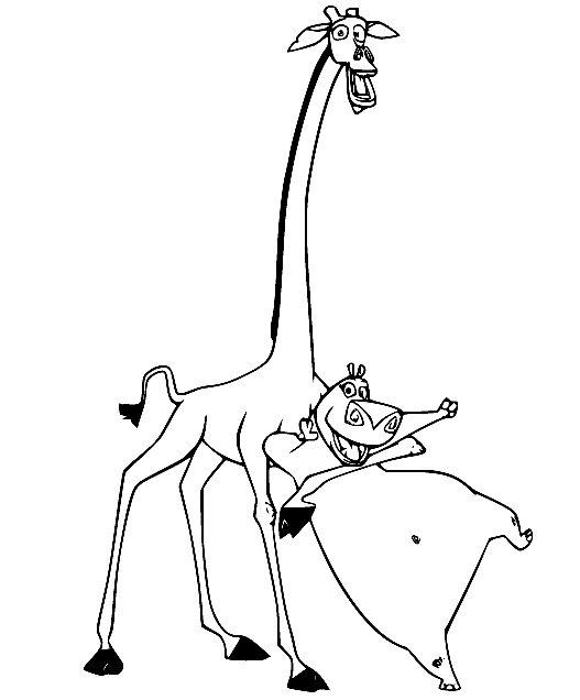 Melman and Gloria Coloring Pages
