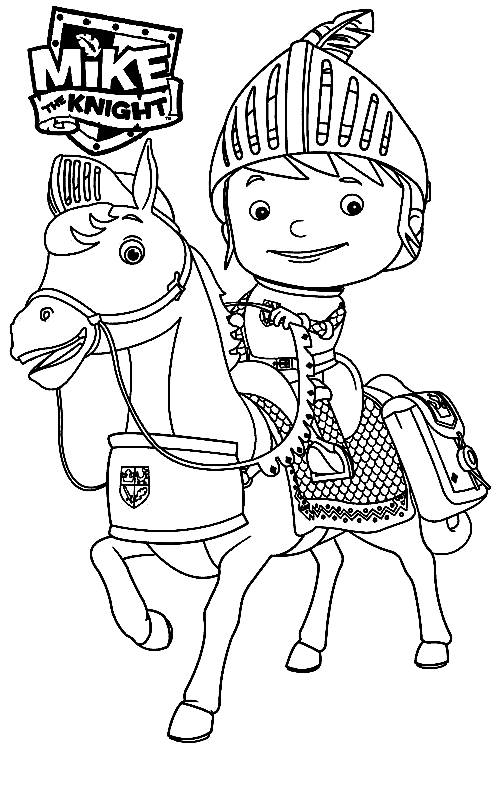 Desenho de Mike Riding Galahad O Cavalo para Colorir