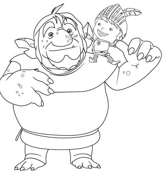 Desenho para colorir Mike, o cavaleiro e o pa troll