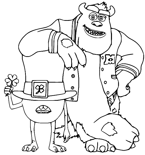 Mike and Sullivan Dressed Coloring Page