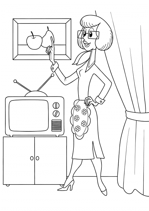 Mom vs cat Coloring Page
