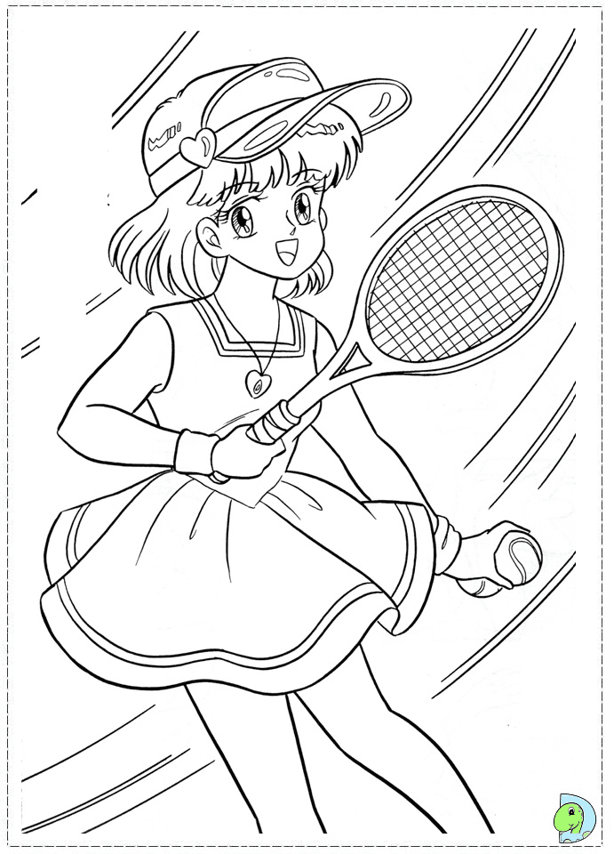 Momo plays Tennis Coloring Page