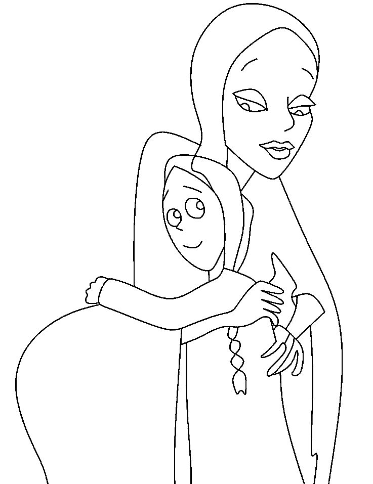 Morticia and Wednesday Coloring Pages