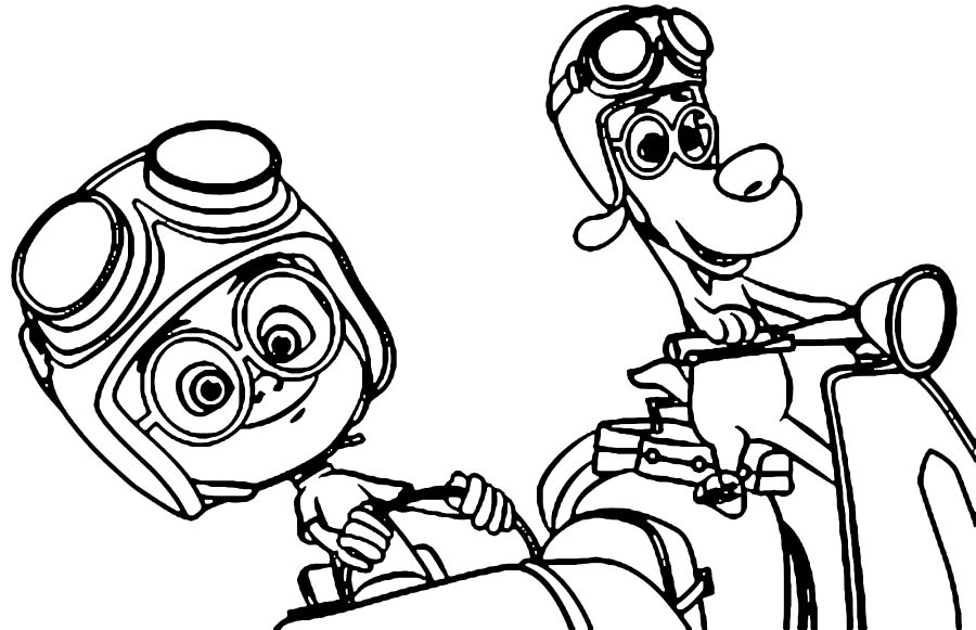 Mr. Peabody and Sherman driving Coloring Page