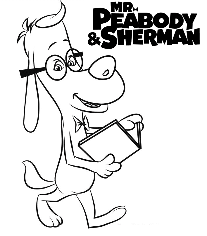 Meneer Peabody leest een boek van meneer Peabody & Sherman