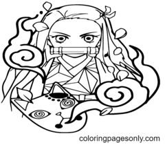 Manga Nezuko and Tanjiro Coloring Page · Creative Fabrica