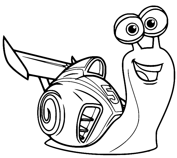 No 5 Racer Turbo Snail Coloring Pages