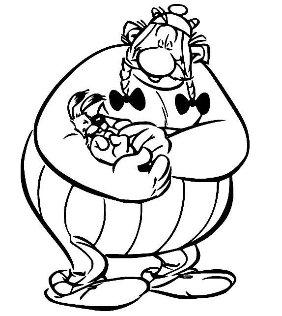 Obelix Holds Dogmatix Coloring Pages