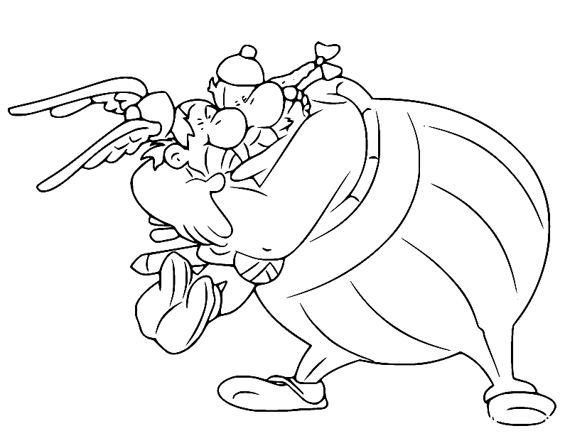 奥贝利克斯 (Obelix) 拥抱阿斯特里克斯 (Asterix)
