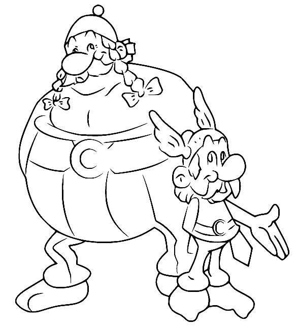 Obelix with Asterix Coloring Page