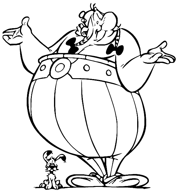 Obelix with Dogmatix Coloring Page