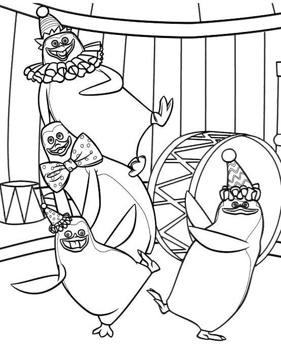 Penguins from Madagascar 3 Coloring Page