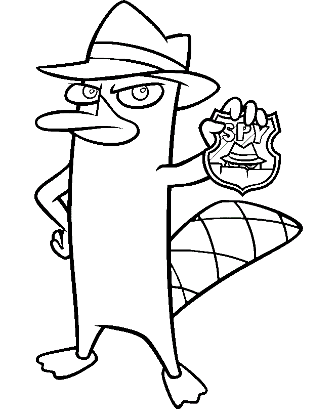 Perry Holding Spy Badge Coloring Page