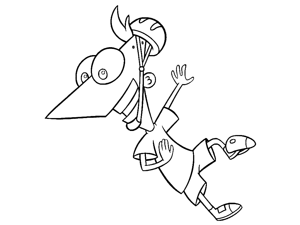 Dibujo de Phineas con casco para colorear