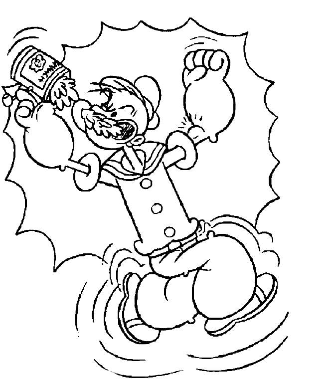 Popeye Eating Spinach Coloring Pages