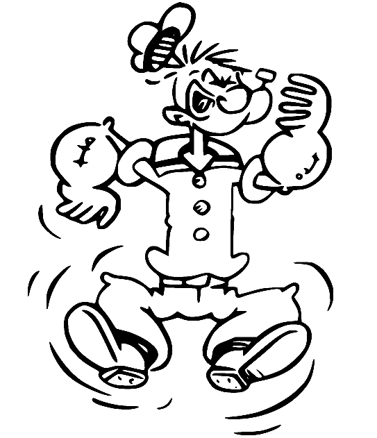 Popeye Jumping Coloring Pages