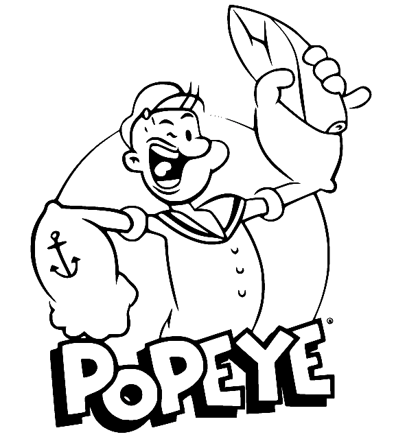 Popeye Laughing Coloring Page
