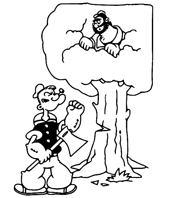Dibujo de Popeye y Bluto para colorear