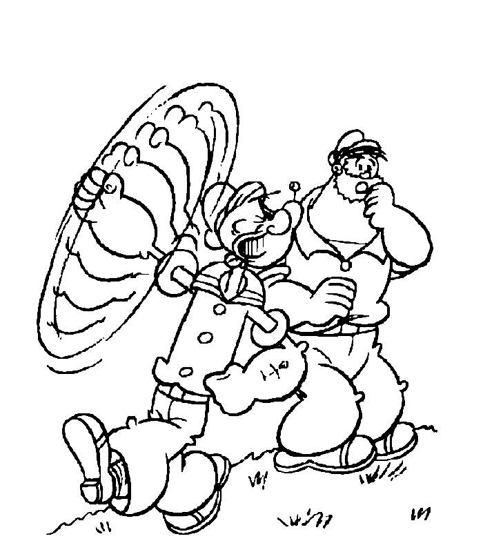 Popeye with Bluto Coloring Page
