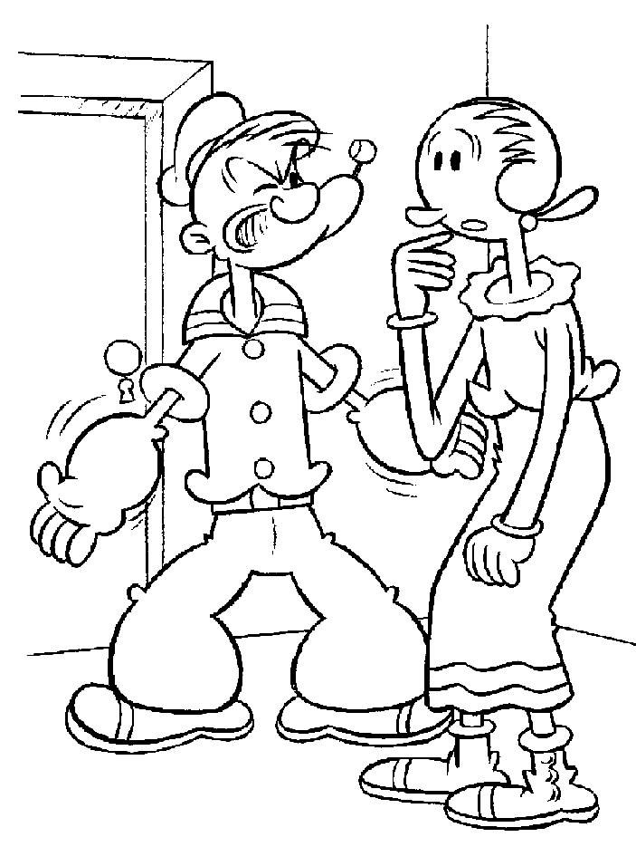 Popeye with Olive Oyl Coloring Page