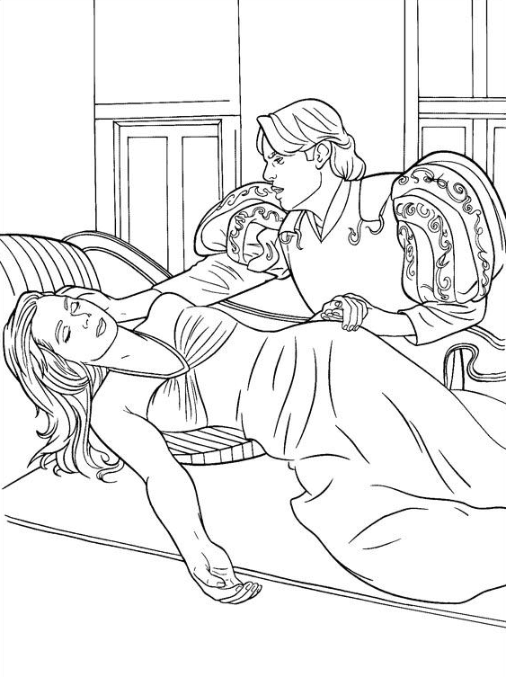 Prince Edward and Giselle Coloring Page