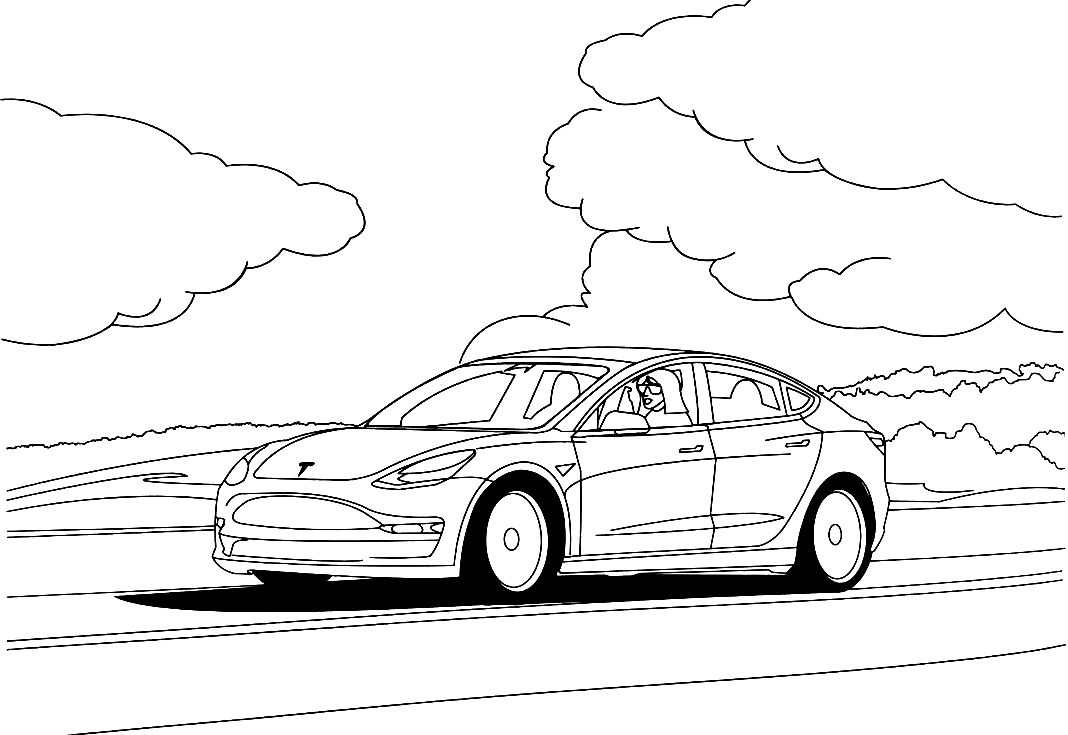 Dibujo para colorear de coche Tesla imprimible