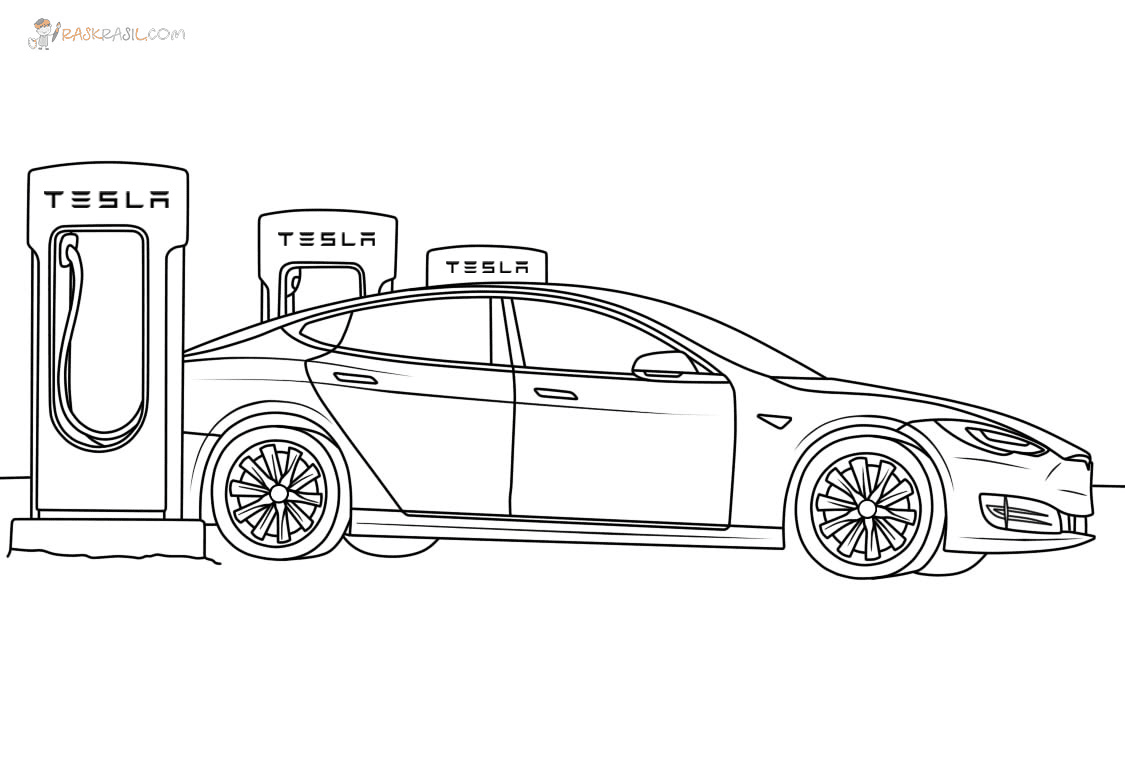 Printable Tesla Model S Coloring Pages