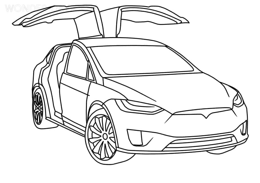 Pagina da colorare stampabile di Tesla Model X