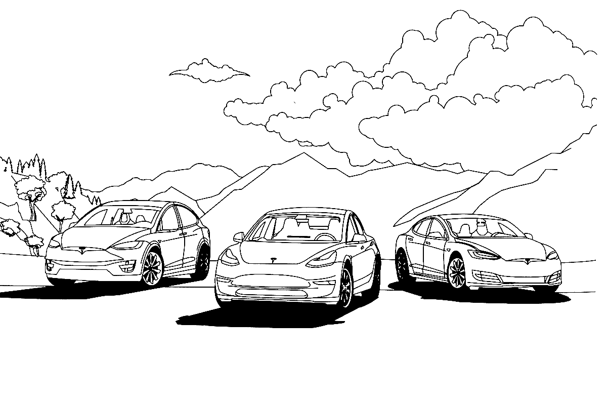 Printable Tesla cars Coloring Pages
