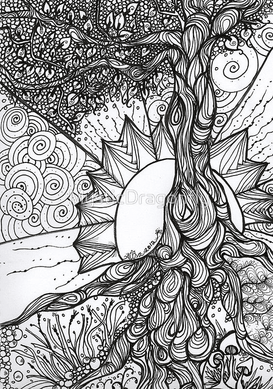 Psychedelische Levensboom Zentangle van Psychedelic