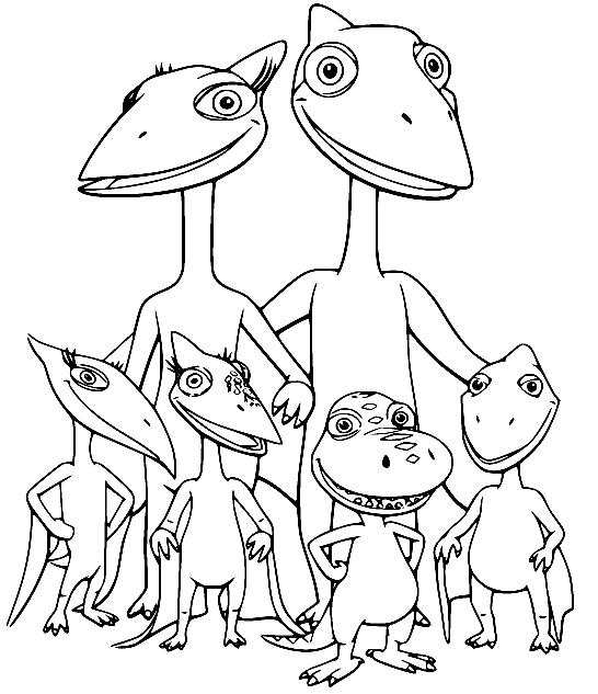 Pteranodon Family Coloring Page