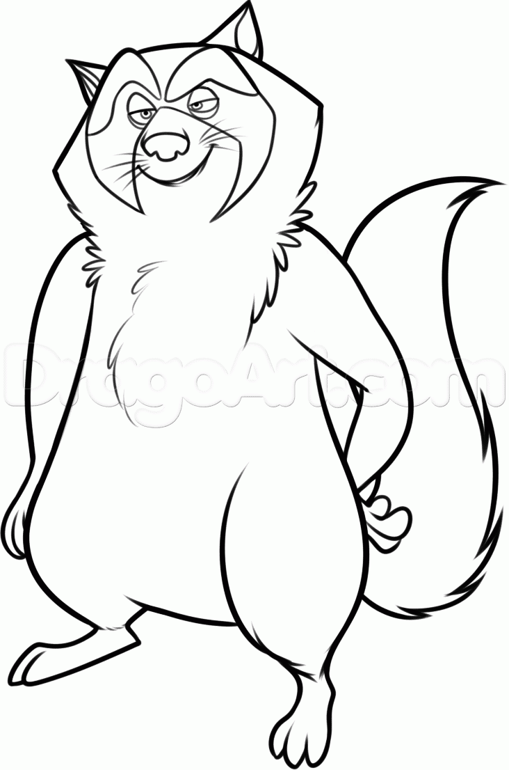 Raccoon from The Nut Job Coloring Page