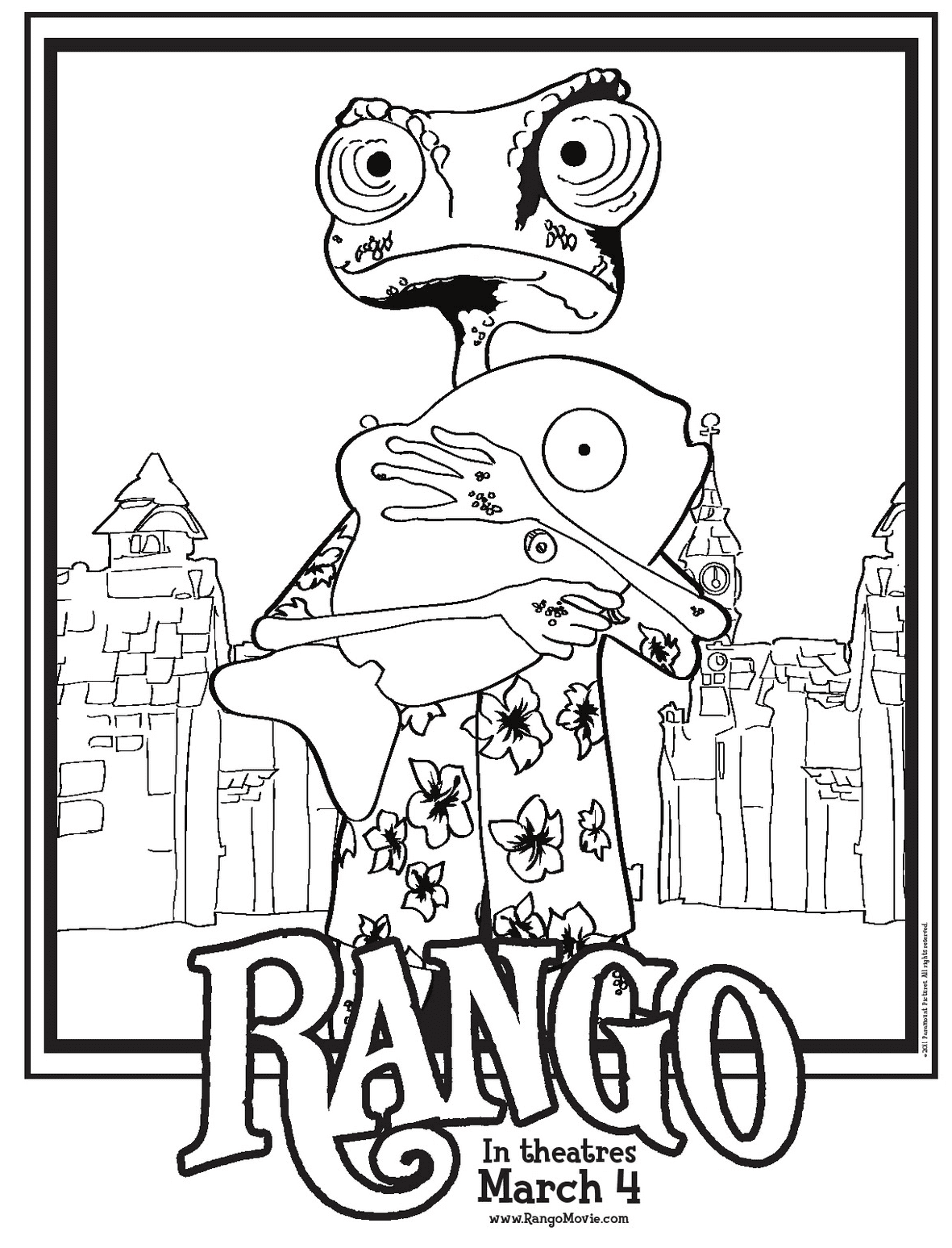 Rango and Fish Coloring Page