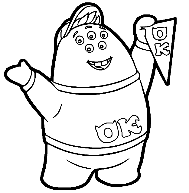 Scott Squibbles Holds OK Flag Coloring Page
