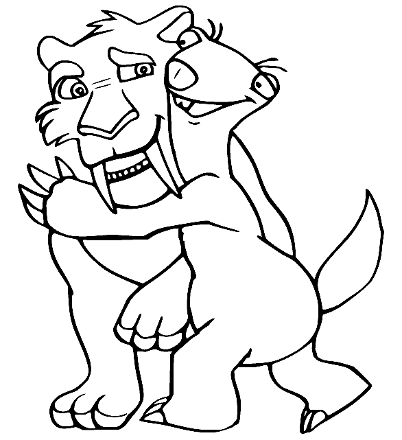 Sid Hugs Diego Coloring Page