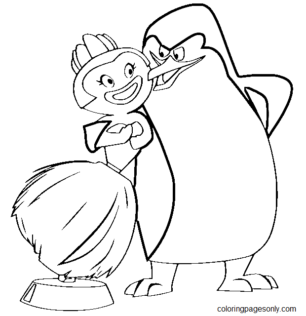 Skipper Penguin Hugs Lola Coloring Pages